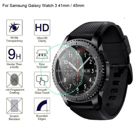 49% OFF [SONGFUL] For Samsung Galaxy Watch 3 41mm / 45mm HD-Clear Tempered Glass Screen Protector