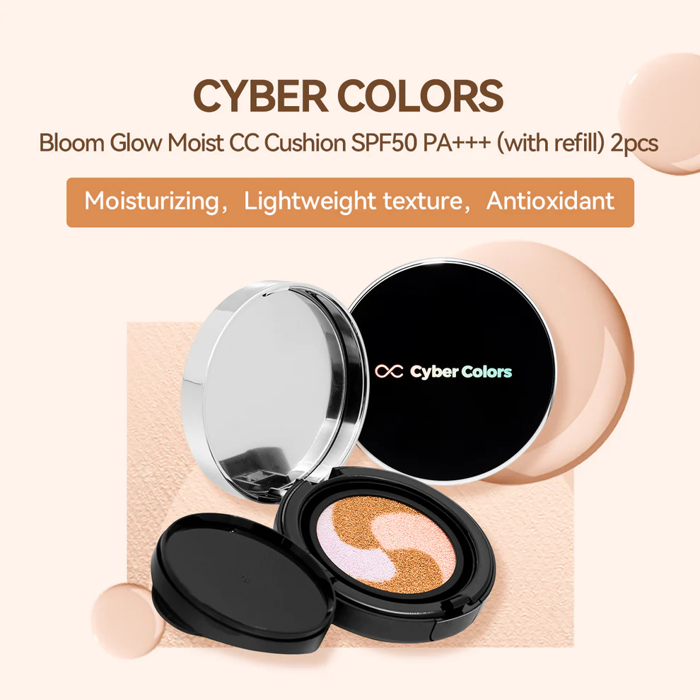 29% OFF Cyber Colors Bloom Glow Moist CC Cushion SPF50 Pa+++ W/ Refill 30G