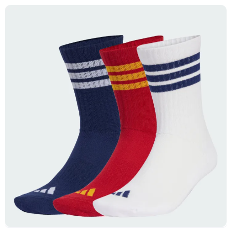 40% OFF Lifestyle 3-Stripes Cushioned Crew Socks 3 Pair Pack Unisex Blue KE5503