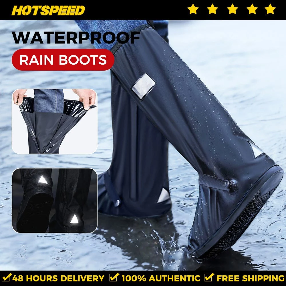 55% OFF HOTSPEED Rain Boots Waterproof Shoe Cover For Women Men Thickened For Motorcycle High Cut Heavy Duty