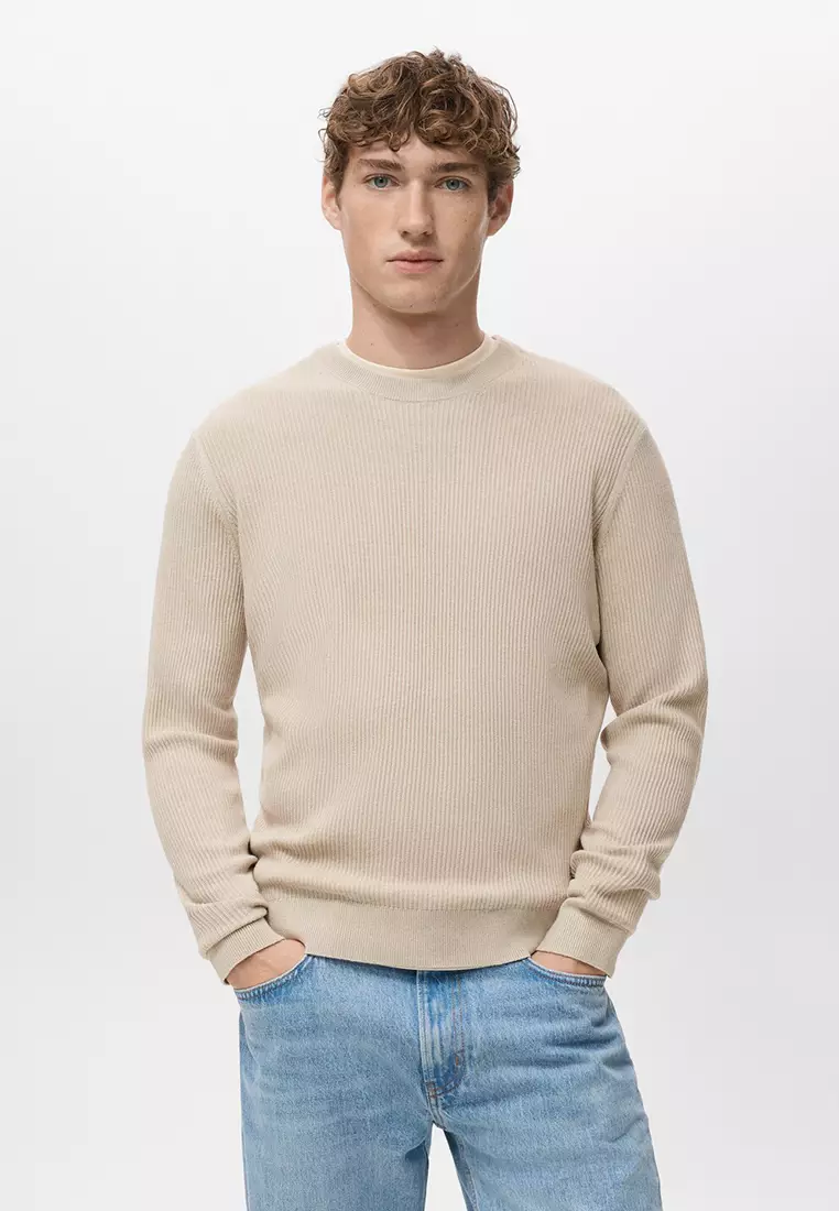 56% OFF MANGO Man Fine Rib-Knit Sweater