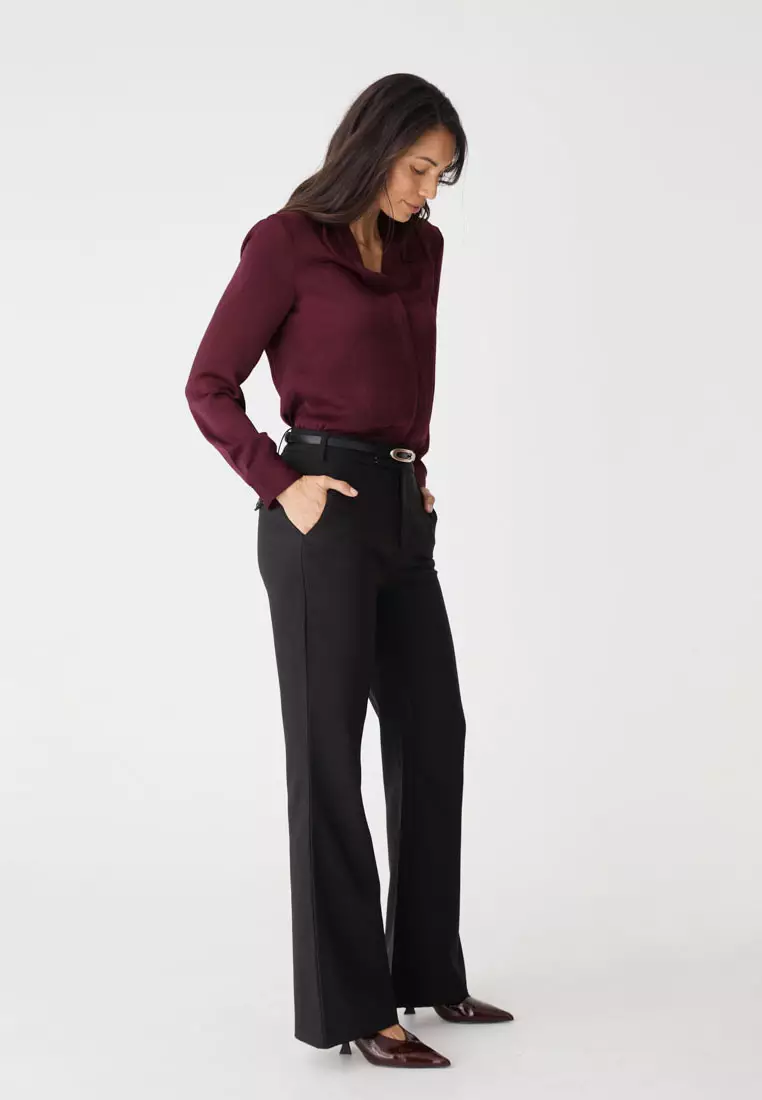 4% OFF FORCAST Claire Pleat Neck Satin Blouse