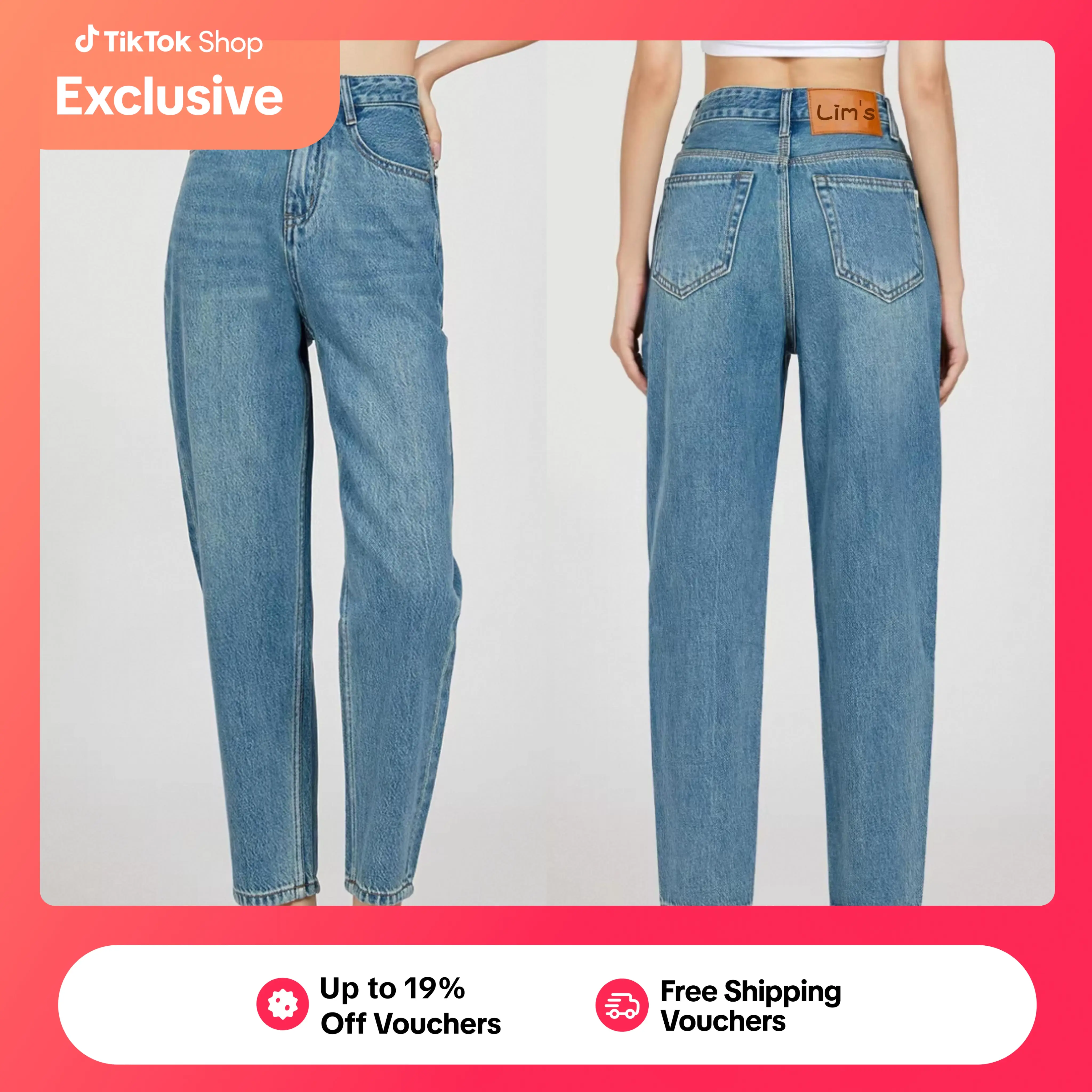 50% OFF Vintage Boyfriend Jeans | High-Rise Tapered Baggy Denim Pants | Women's Bottoms Y2K Street Style