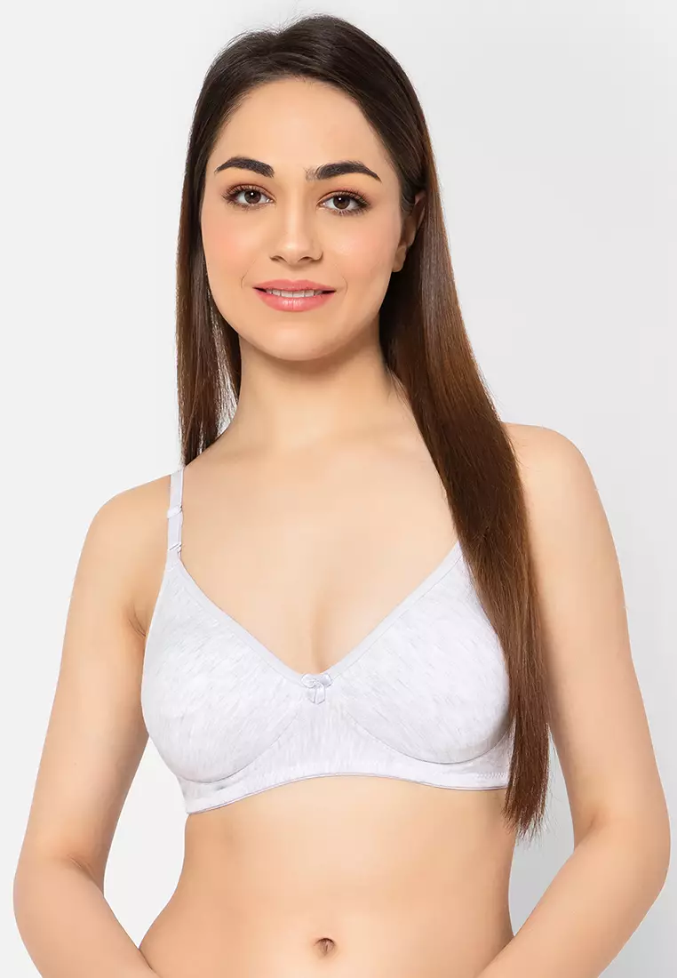 82% OFF Clovia Non-Padded Non-Wired Full Cup Multiway T-shirt Bra in Light Grey Melange - Cotton Rich