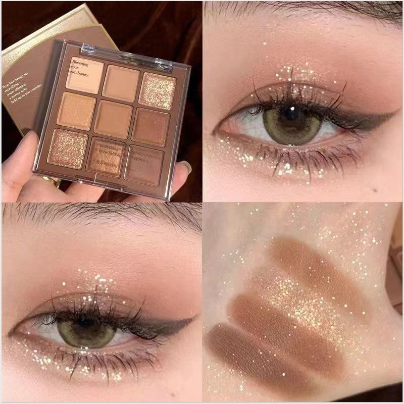 52% OFF 9 Color Eyeshadow Palette Matte Pearlescent Earth Color Fine Flashing Blue Purple Smoky Eyeshadow