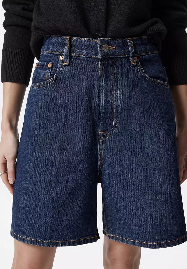 60% OFF Wide-Leg Denim Shorts