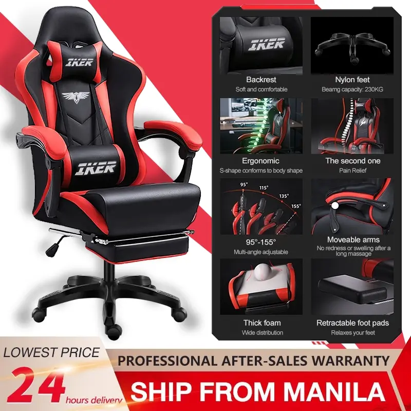 58% OFF computer chair, gaming chair, ergonomic chair, reclining lunch break, racing chair, lift chair, using the most comfortable materials, luxury style free double pillow, with massage, cushions are made of special spo