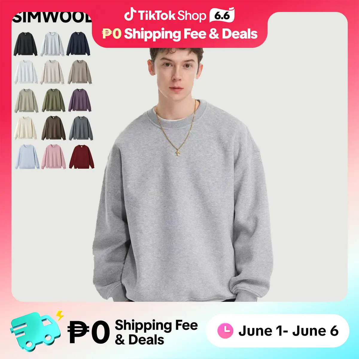 28% OFF SIMWOOD Round Neck Sweatshirt oversize unisex loose hoodie jack Boxy hoodie for men and women Sweaters Lingerie