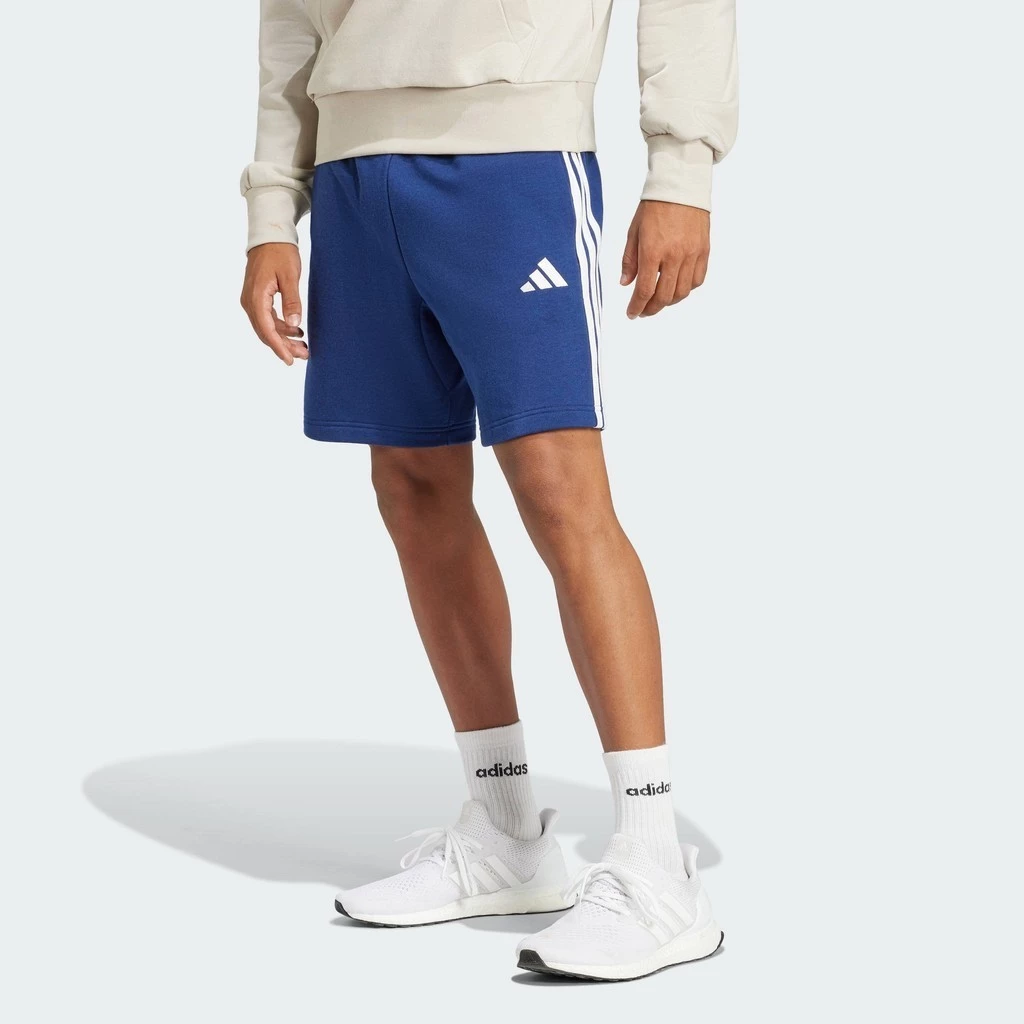 25% OFF Adidas Lifestyle Essential 3-Stripes French Terry Shorts Men Blue JE6417
