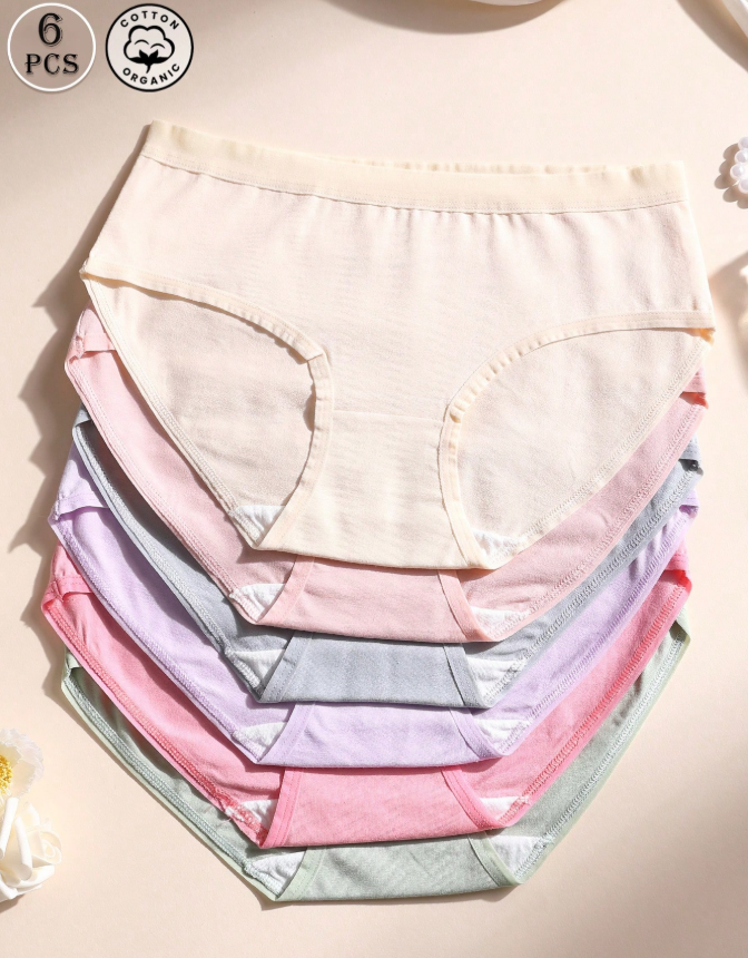 45% OFF 6pcs Women's Pure Cotton Low-Waist Seamless Panties - Breathable Soft - Invisible Comfortable Briefs - Solid Basic Daily Underwear