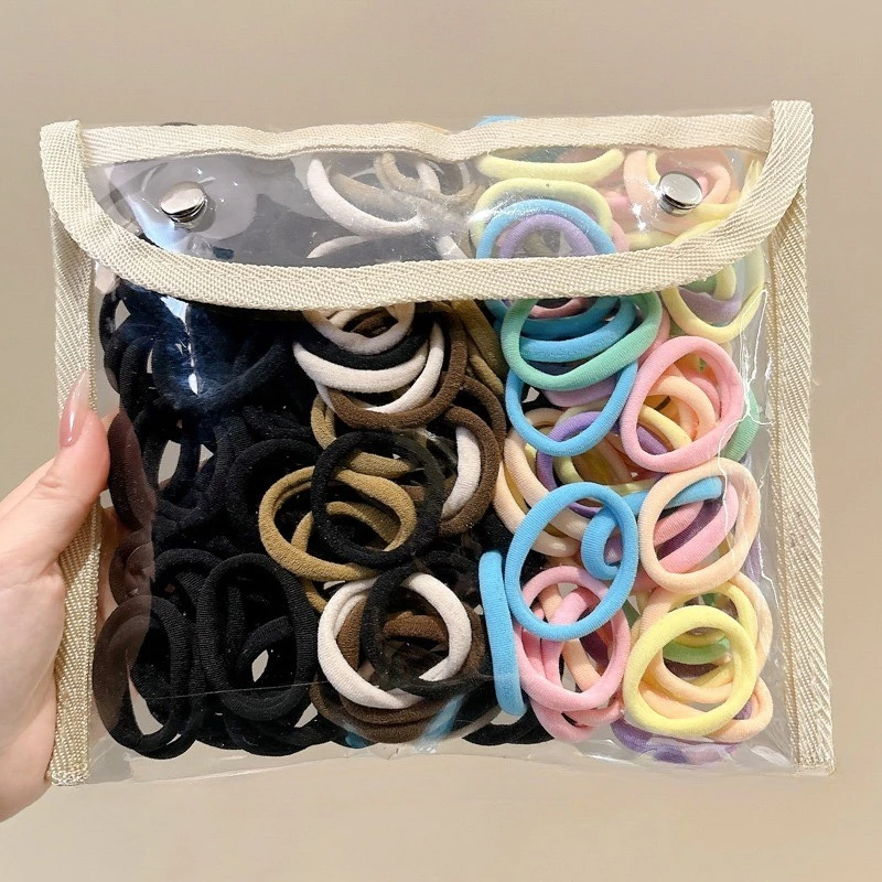 50% OFF 100/200pcs Set Big Ponytail Hair Ties Korean Fashion Simple High Elastic Rubber Band Baby Girl Hair Tie Getah Rambut Hair Accessories