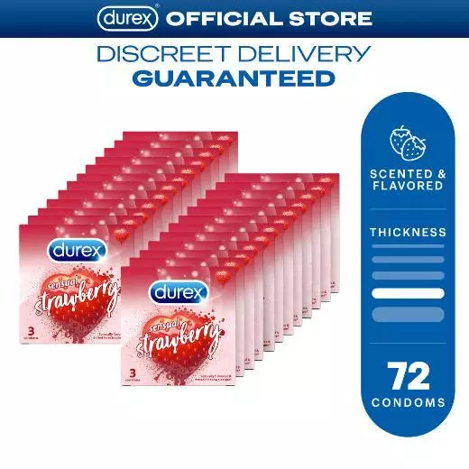 23% OFF Durex Sensual Strawberry Lubricated Condoms 3s (Set of 24 - 72 Condoms)