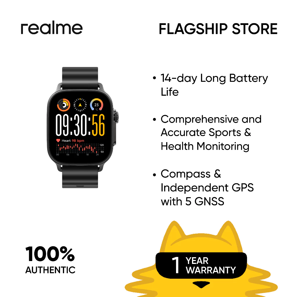 20% OFF realme Watch 5 (14-day Super Long Battery, HD Bluetooth Calling, IP68 Dust & Water Resistance)