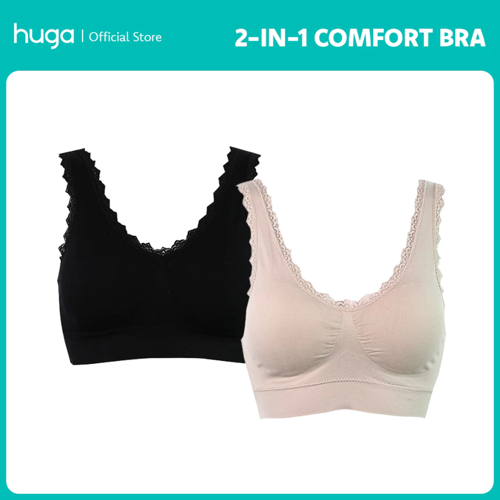 56% OFF 2 in 1 SIMPLY FIDELIA BY HUGA Wireless Seamless Bra with Lace for Women Nonwire Comfort Yoga LaceBra