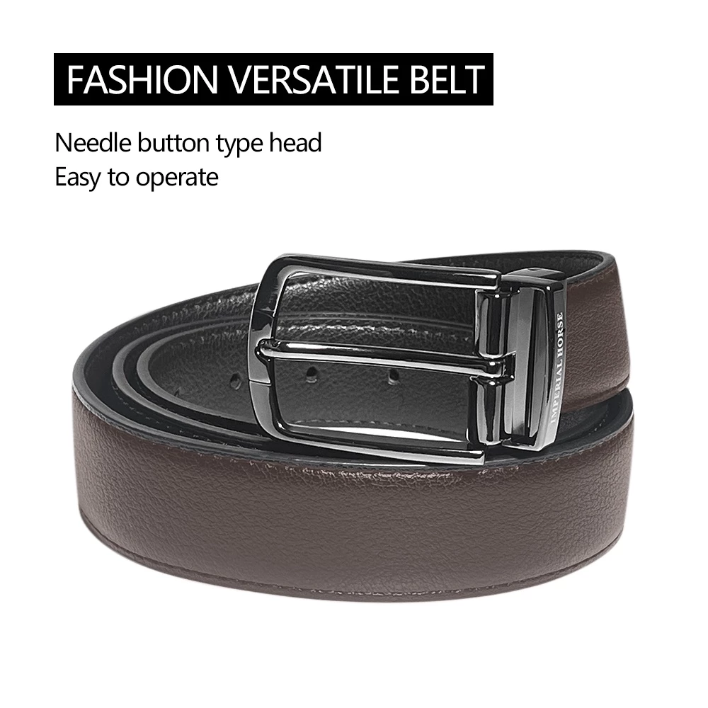 76% OFF Imperial Horse Men's Genuine Cowhide Leather Belt with black and brown dual-purpose flip buckle Send box H4150