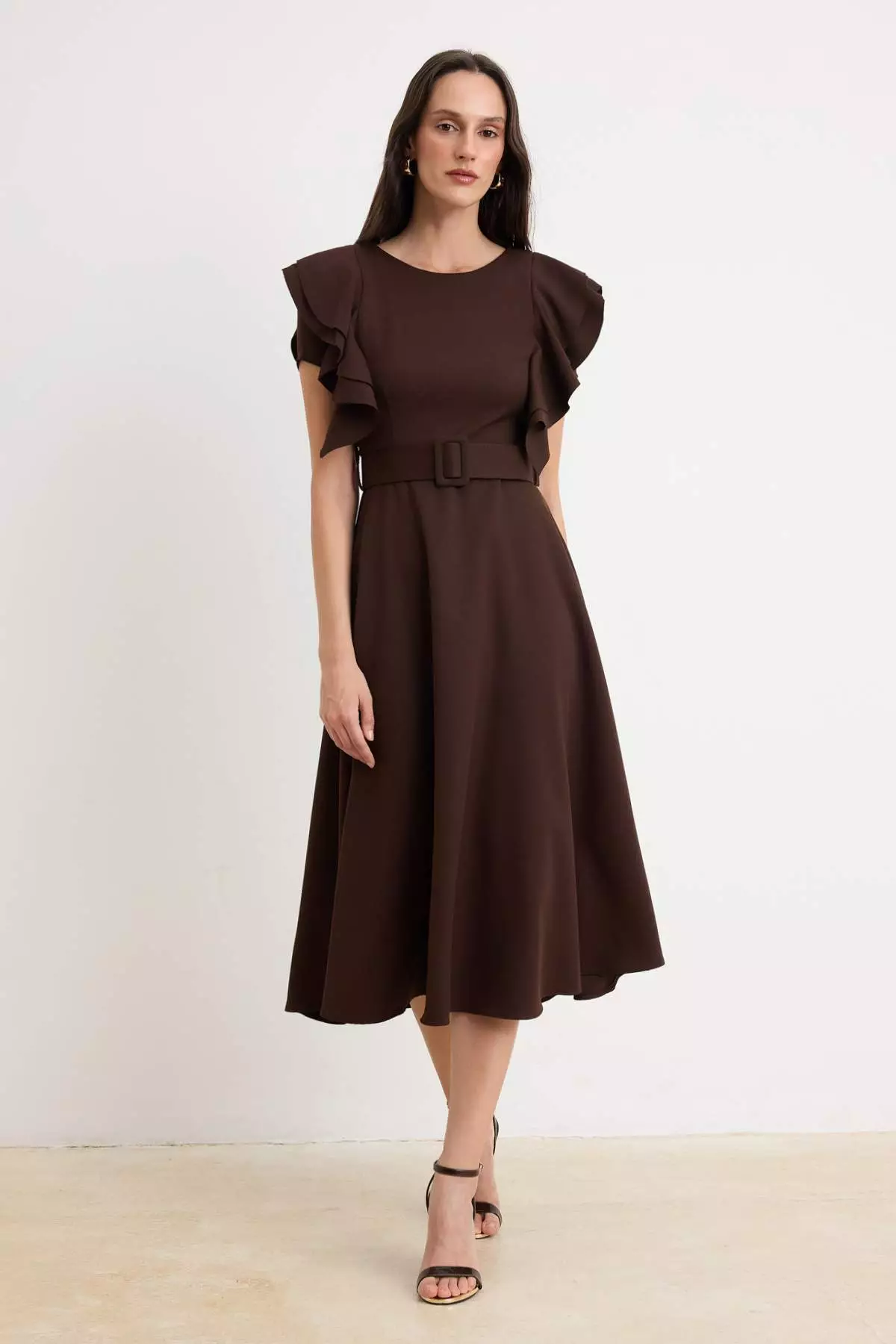 49% OFF Brown Plain Maxi Woven Dress Twoss26El893