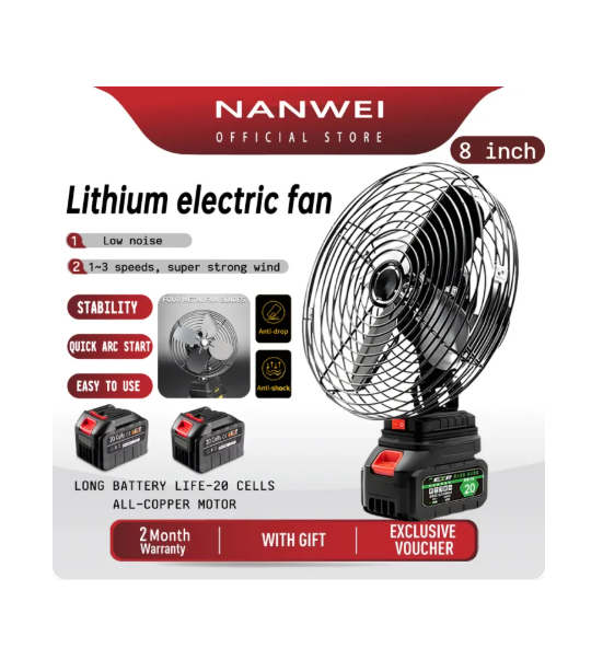 78% OFF NANWEI 8 inch Portable Fan 298VF High Power Outdoor Desktop Cooling Fans Adjustable Cordless Fan Portable camping tool fan Large Capacity Makita Battery