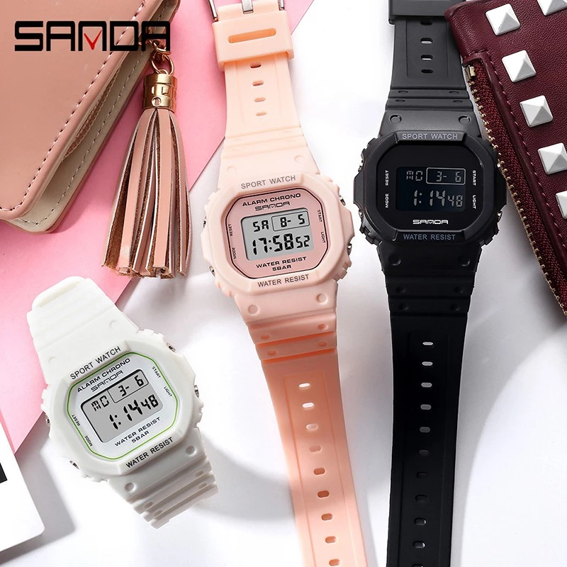 82% OFF SANDA Women Watch Fashion Sports Waterproof Multifunctional LED Watch