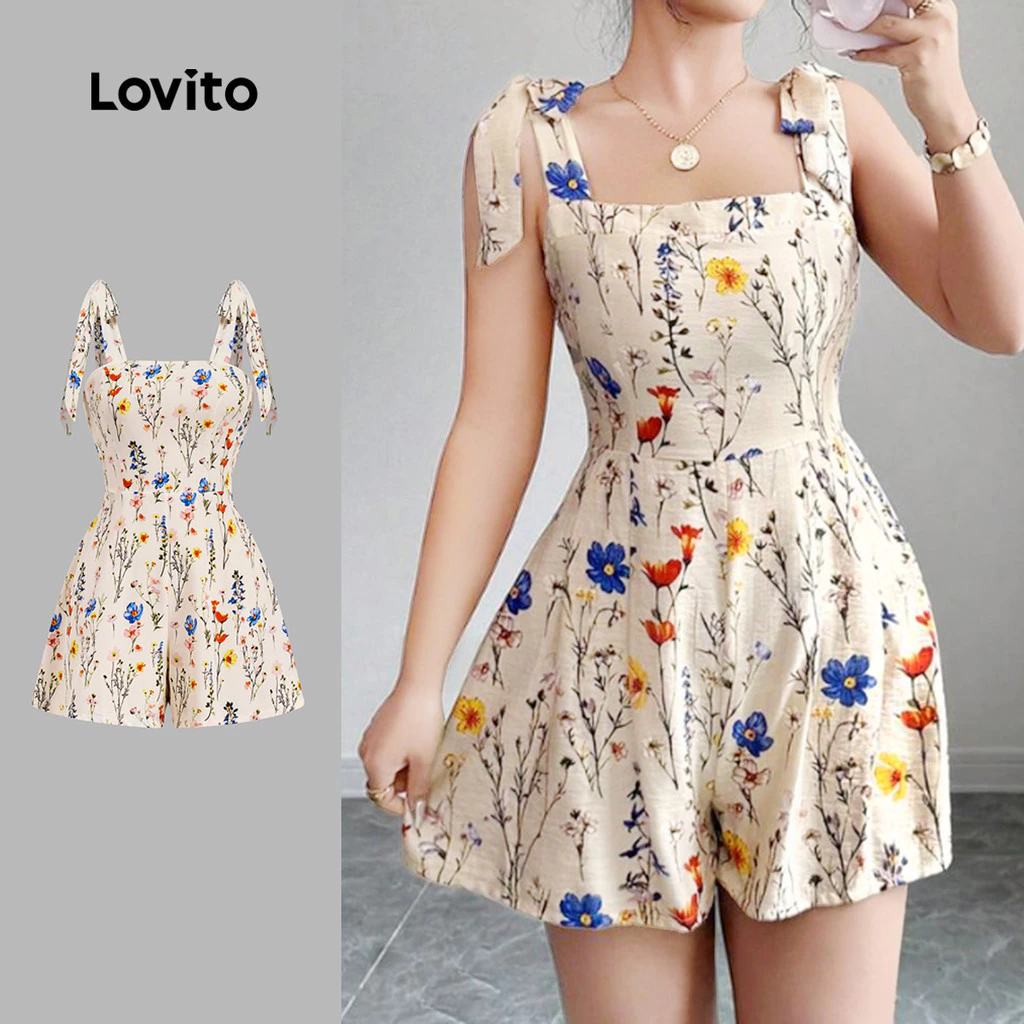 30% OFF Lovito Elegant Jumpsuit Flowers Spring/summer Jumpsuit for Women L143ED476