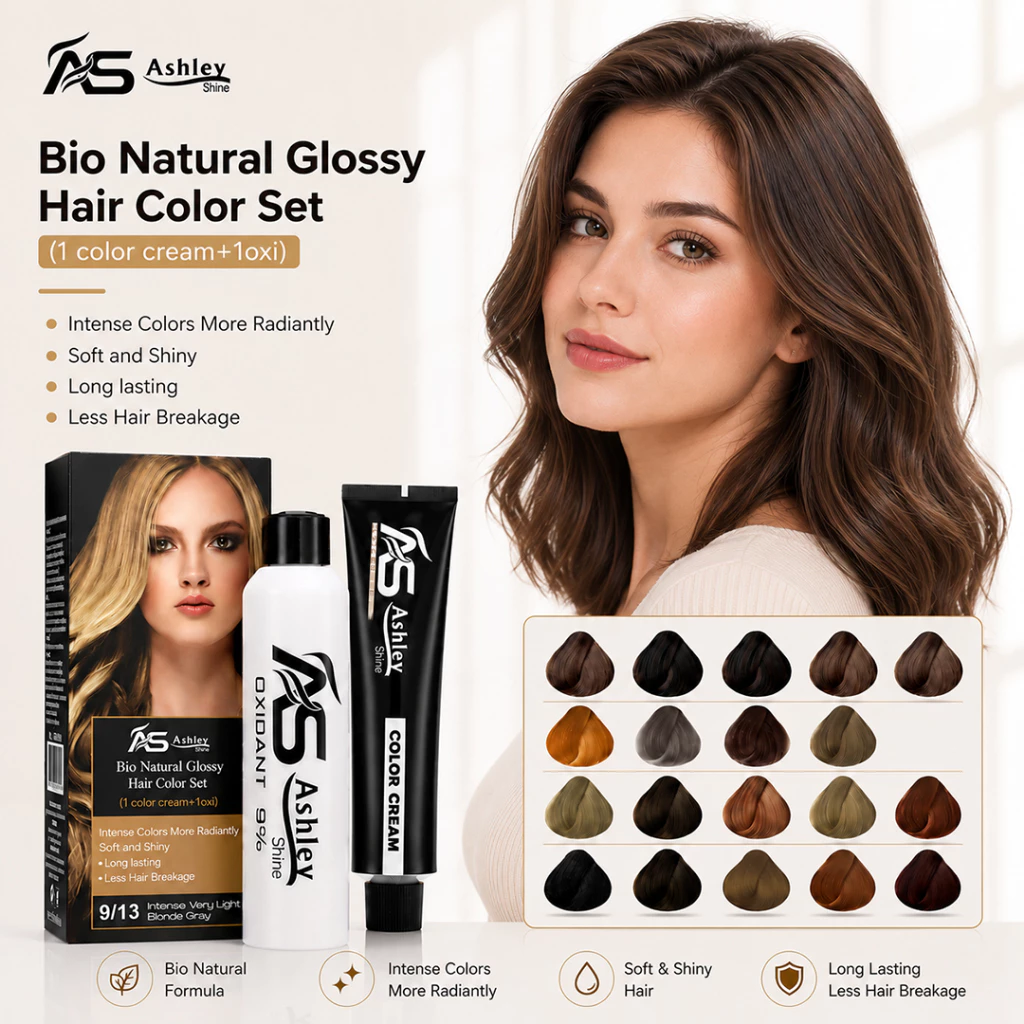 33% OFF Ashley Hair Color Bio Natural Hair Color Set Ash Gray Hair Dye 60ml*2pc (1 color cream+1oxi) AS-R803