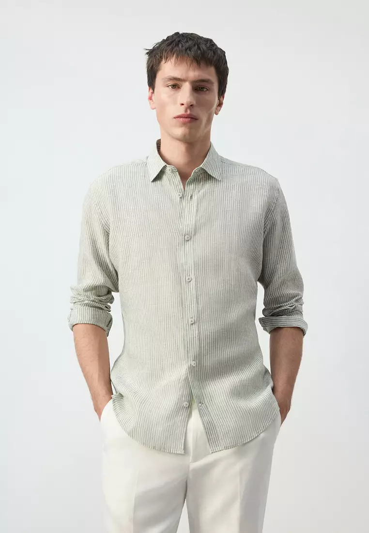 64% OFF MANGO Man Regular-Fit 100% Linen Shirt