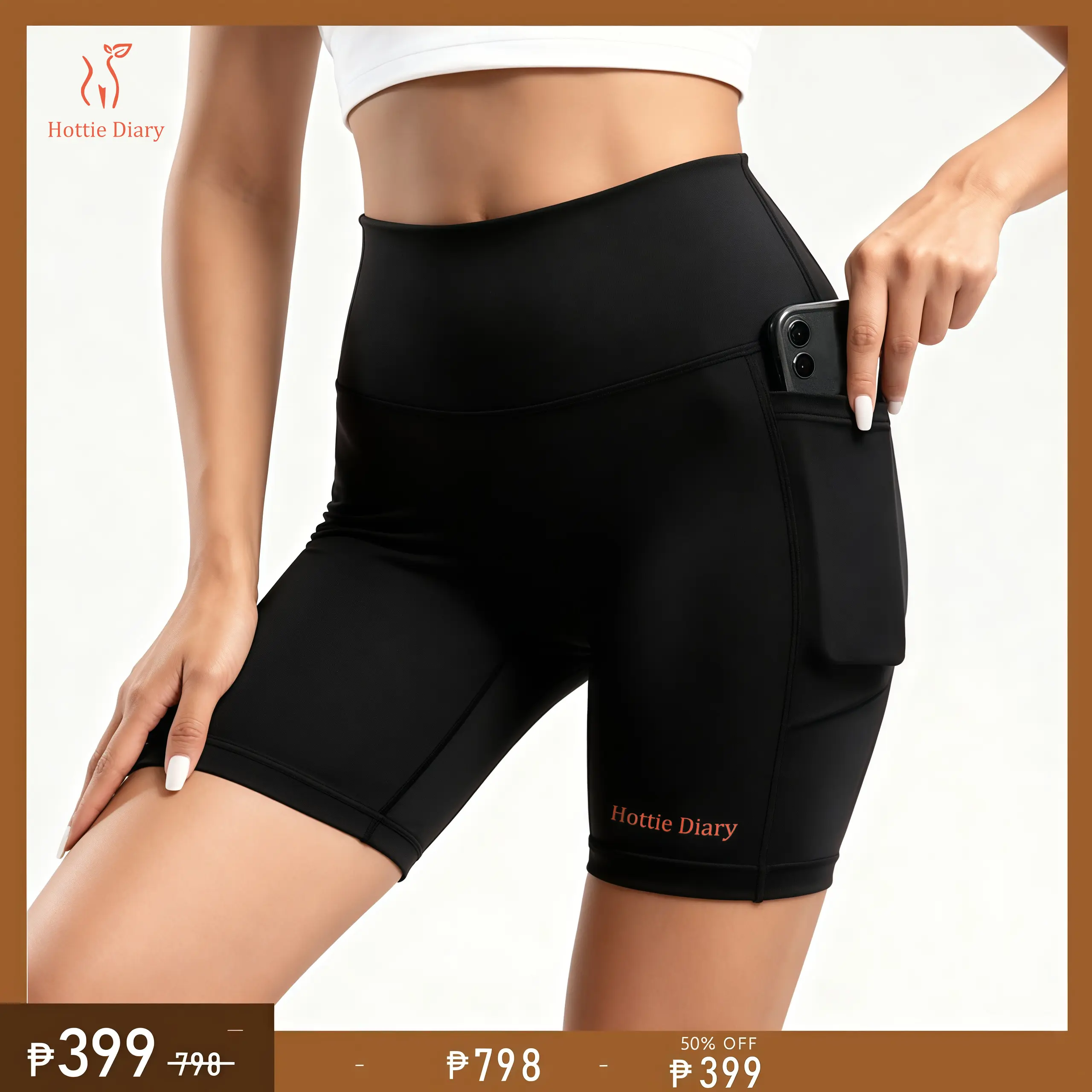 60% OFF [Hottie Diary] High-Waisted Seamless Yoga Shorts with Logo for Women - Shaping, Breathable, Comfortable Activewear for Yoga, Fitness, Running, Training & Everyday Casual Wear