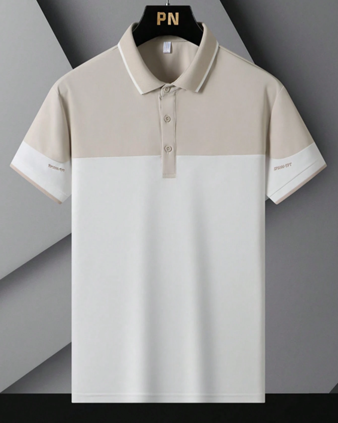 45% OFF Men's Slim Fit Polo Shirt For Summer, Contrast Color Collar With Embroidery, Suitable For Daily And Outdoor Wear