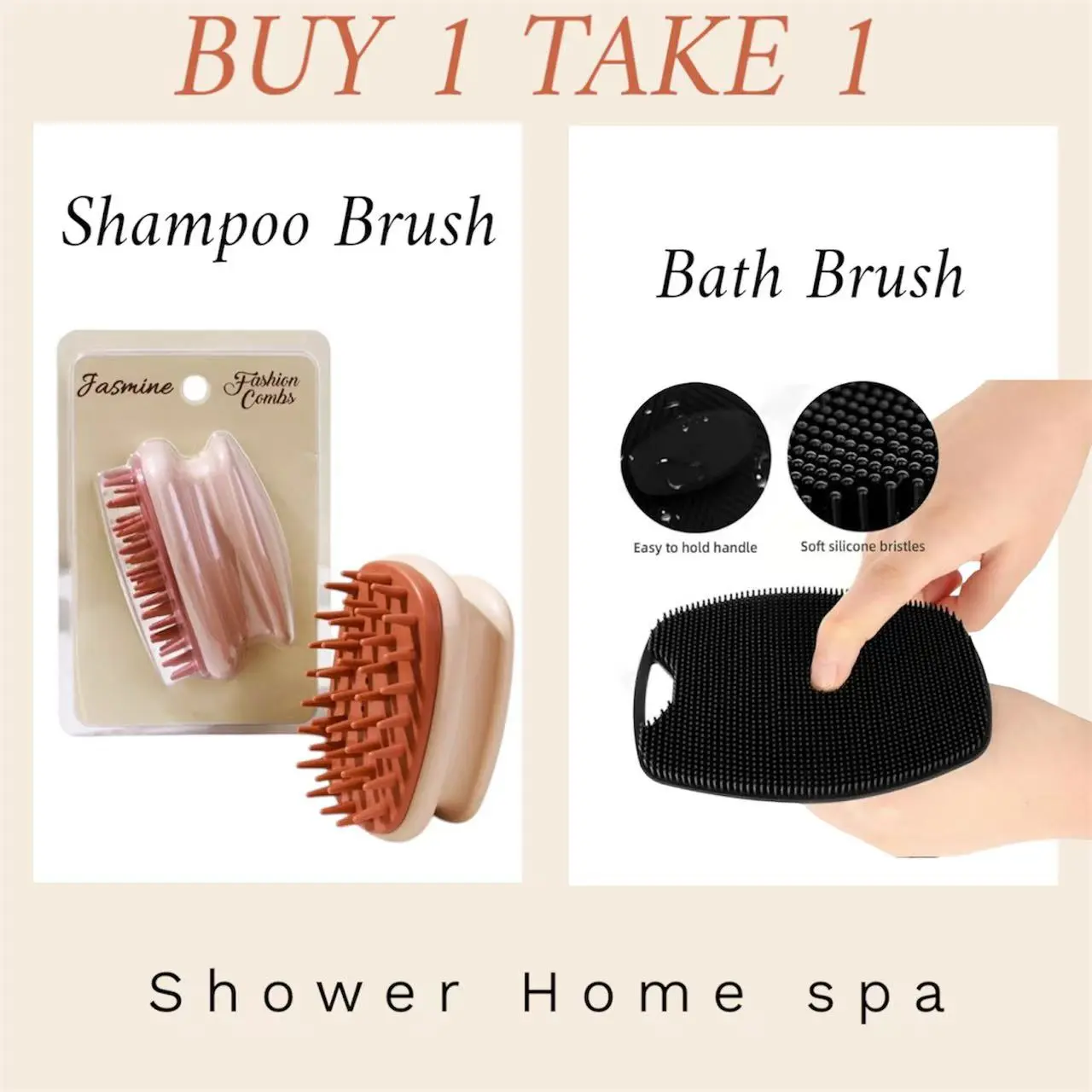 53% OFF 2 in 1 SPA Brush Set Silicone Shampoo Scalp Massager + Non-Slip Bath Back Exfoliating Brush | Deep Cleansing Hair and Body Care Set for Daily Shower