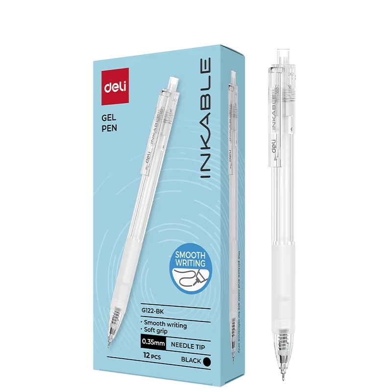 50% OFF (New A122) Deli 0.35mm Press Gel Pen Black Refill Writing Pen Stationery School Supplies EG122 1pc