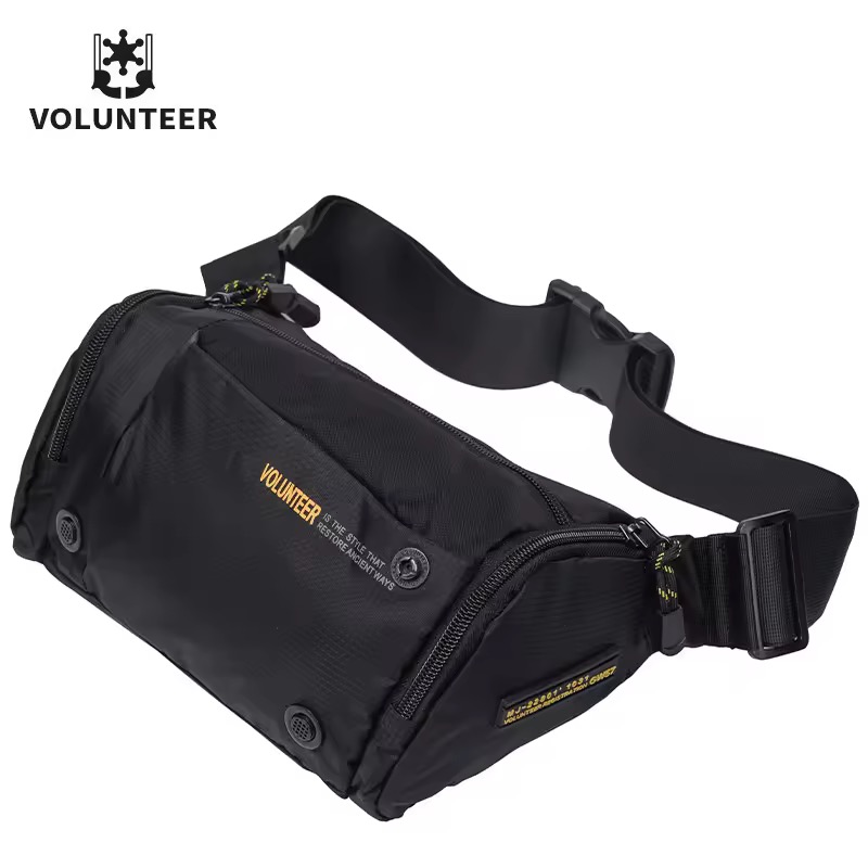 75%OFF VOLUNTEER | Hualangdi Men's Crossbody Chest Bag Outdoor Sports Mobile Phone Bag Nylon Material Casual Style Zipper Closure Shoulder Bag