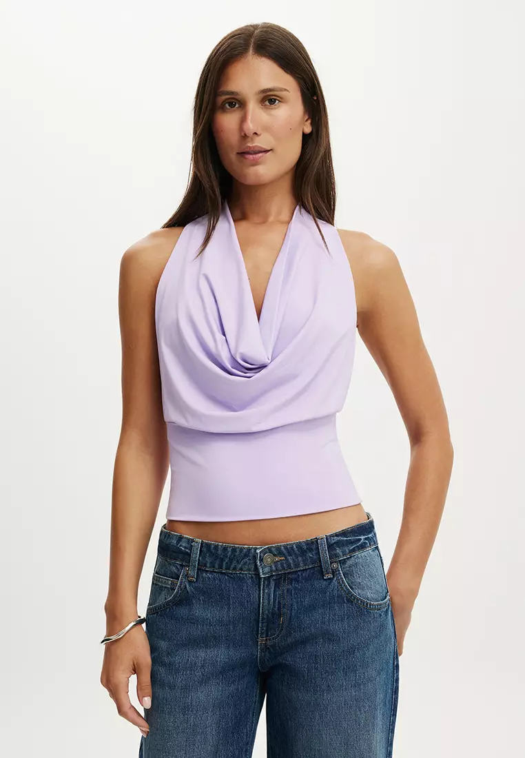 62% OFF Lou Cowl Halter Top