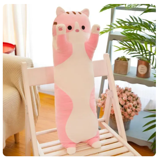 495 OFF Cute Plush Cat Doll Soft Stuffed Plush Toy Kitten Long Throw Pillow Doll Toy Kids Pillow Home Soft Sleeping Pillow