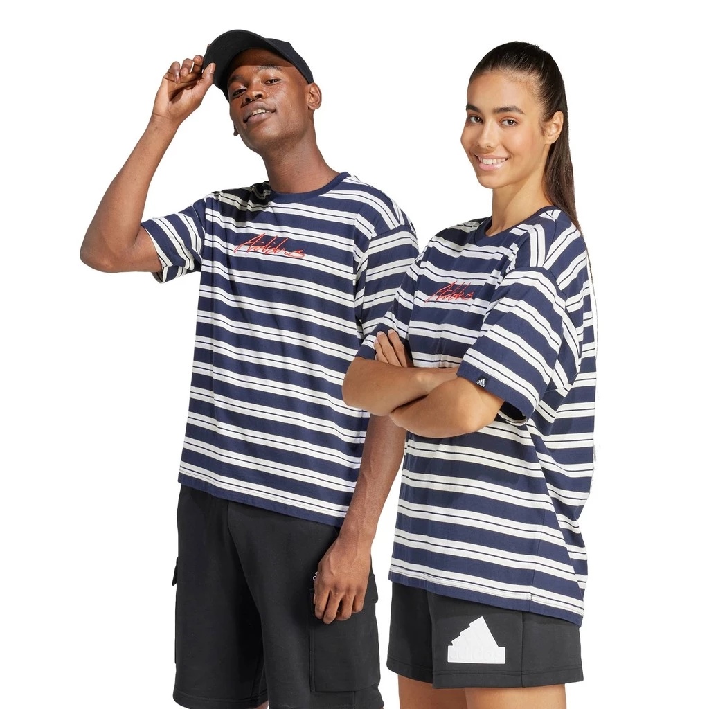38% OFF Lifestyle Americana Striped Tee Unisex Blue IN6483