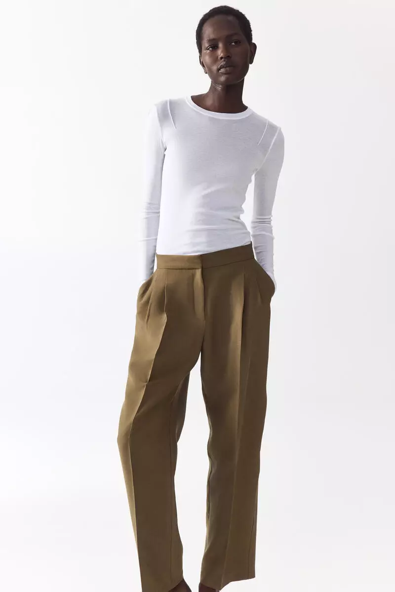 65% OFF Barrel-leg twill trousers
