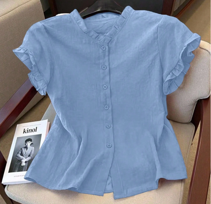 12% OFF Women's Casual Solid Color Short Sleeve Shirt, Summer