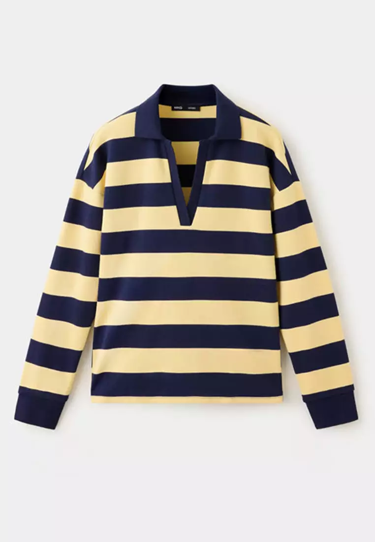 20% OFF  Mango Striped Polo-Neck Sweater