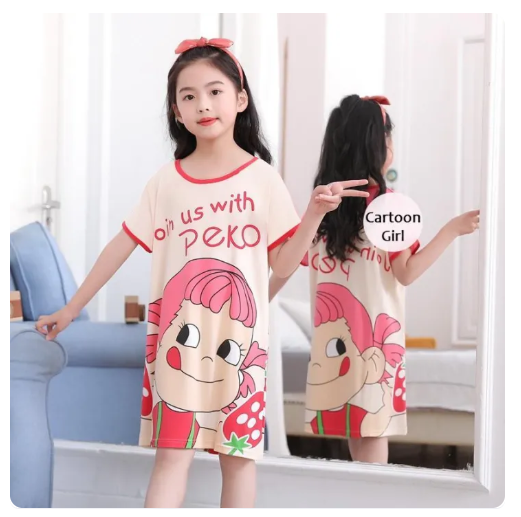 38% OFF TMS 384# New kids daster cartoon sleep wear dress cotton spandex 2-11 years