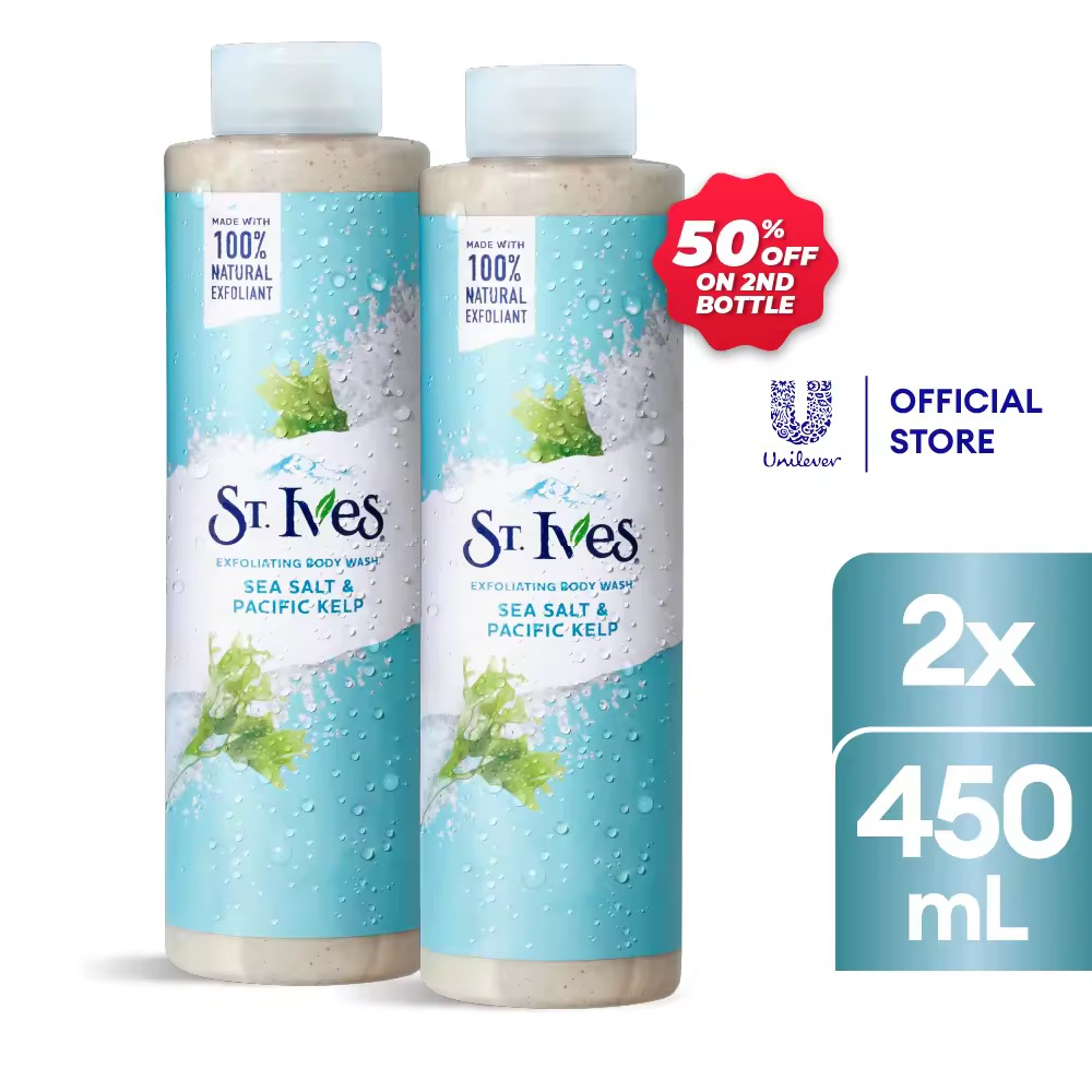 [Buy 1 Get 2nd at 50% Off] St. Ives Exfoliating Bodywash Sea Salt & Pacific Kelp 450ml