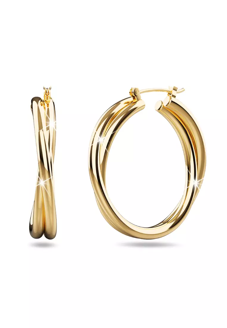 74% OFF Subtle Hoop Gold Layered Earrings