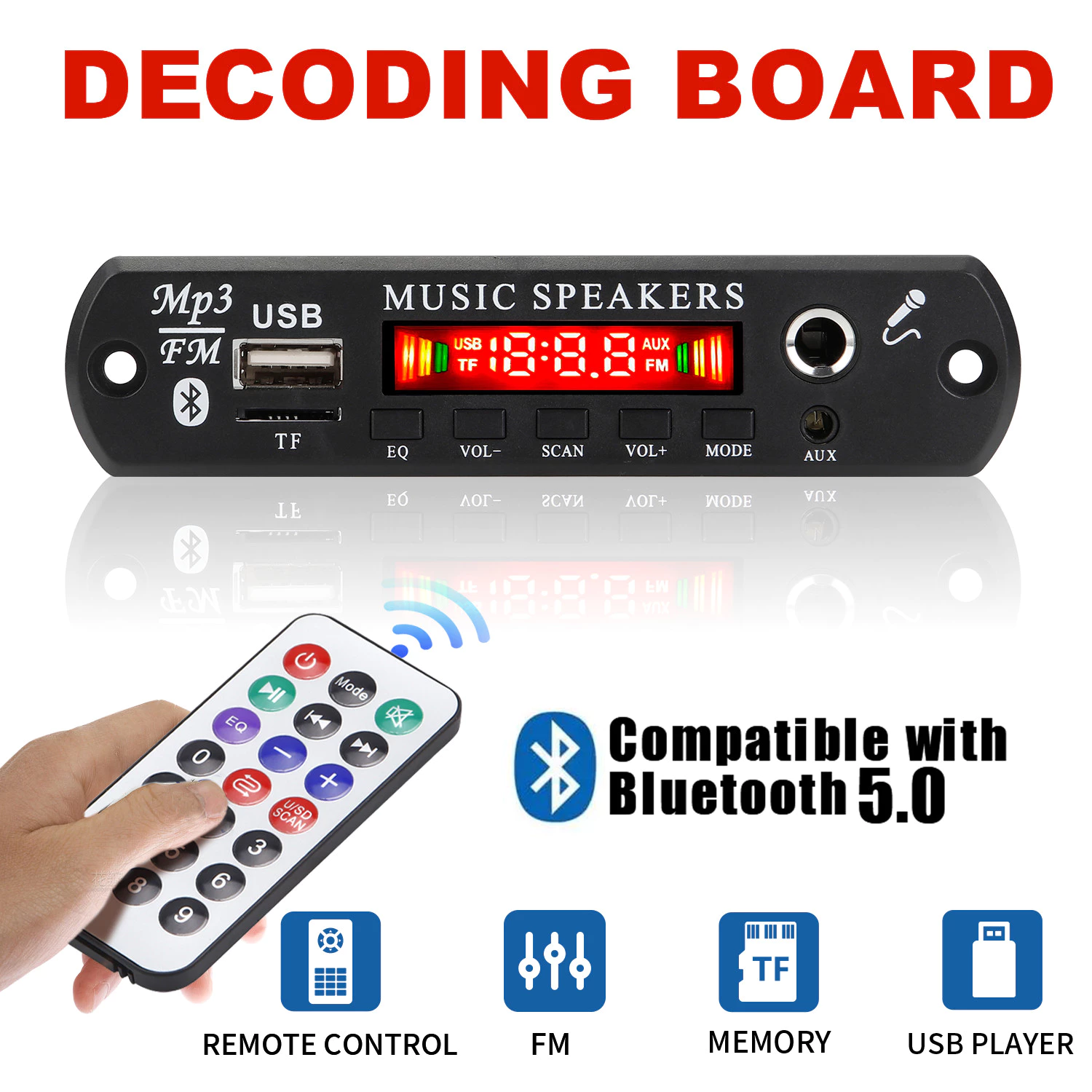 25% OFF Bluetooth 5.0 Amplifier Board DC6V-12V with Remote Control & Display, Low Power Audio Receiver Module for DIY Portable...