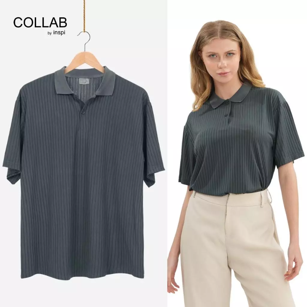 62% OFF COLLAB by Inspi Casual Knitted Polo Shirt for Women and Men Collar Plain Korean Style Top Collection