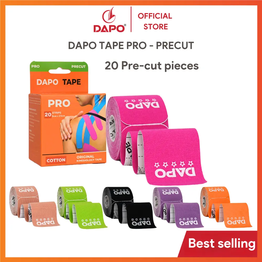 53% OFF Dapo Sports Tape, Precut 20 Strips (5cm x 25cm), Flexible Athletic Tape for Sports Support and Active Movement