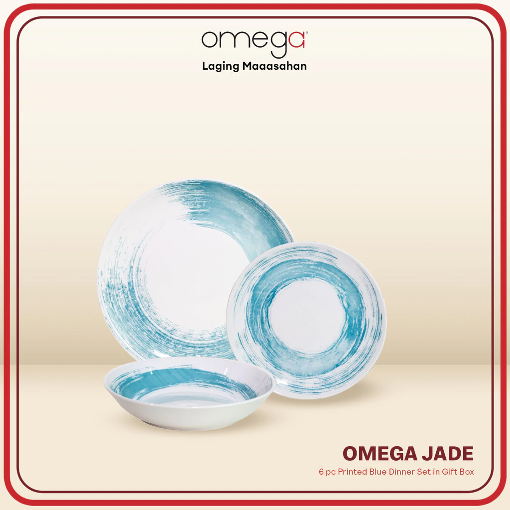 41% OFF Omega Houseware Jade 6-Piece Printed Ceramic Dinner Set Plate and Bowl in Gift Box