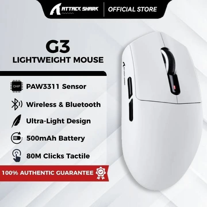 67% OFF Attack Shark G3 G3 Pro Tri-mode Wireless Bluetooth Gaming Mouse 25000 Dpi PAW3311 Sensor 500mAh