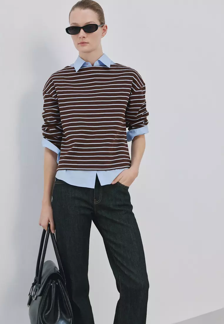 57% OFF Mango Striped Boat Neck Sweatshirt