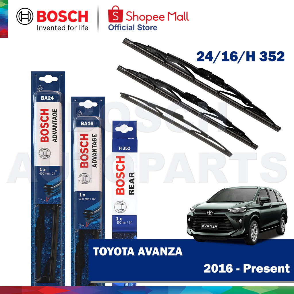 67% OFF BOSCH Advantage Wiper blade Bundle for TOYOTA Avanza 2016 to Present (24"/16"/ H352 14)