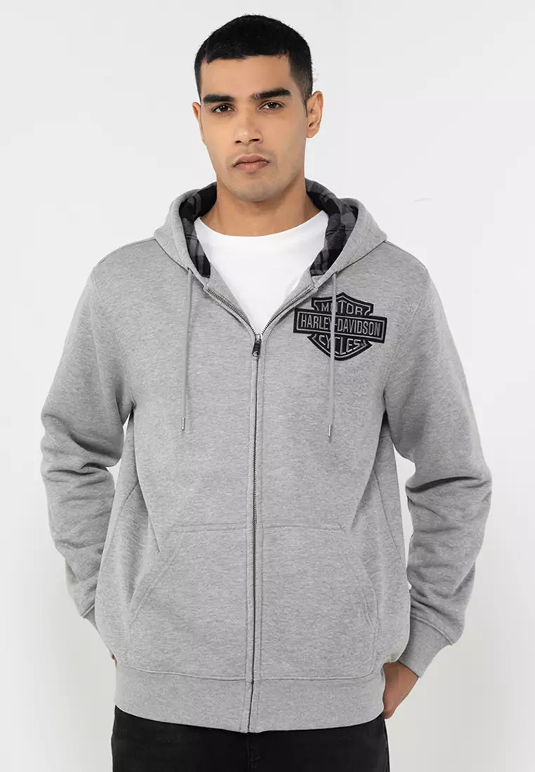 60% OFF Harley Davidson HD Bar & Shield Lined Zip-Up Hoodie