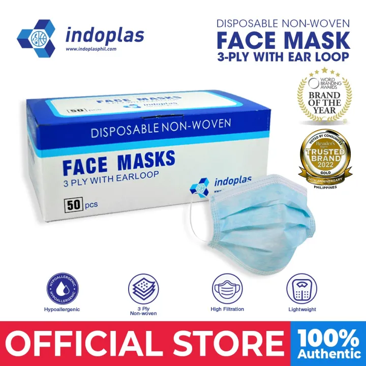90% OFF Indoplas Disposable Face Mask 3-Ply with Earloop