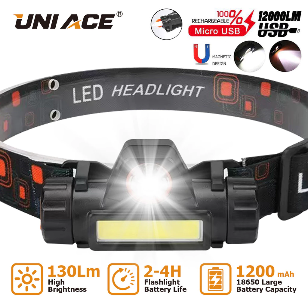 66% OFF Multifunctional outdoor Waterproof LED Headlamp COB Rechargeable Headlight with Magnetic for Camping