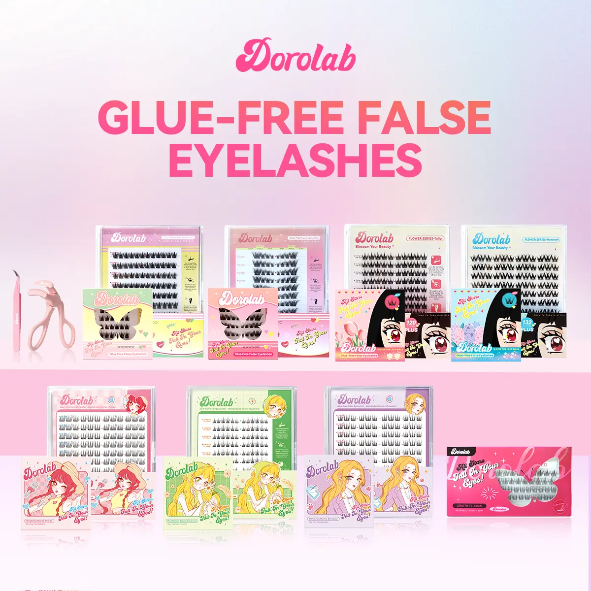 50% OFF DOROLAB 【Glue-free eyelashes】Eyelash extension set【Flower Series——Tulip & Hyacinth & Iris】【Butterfly Series--Doll&Cat】【Wonderland Series--Tinman&BraveLion&Scarecrow 】--PBT Antibacterial material